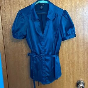 Teal green H&M satin blouse size 12